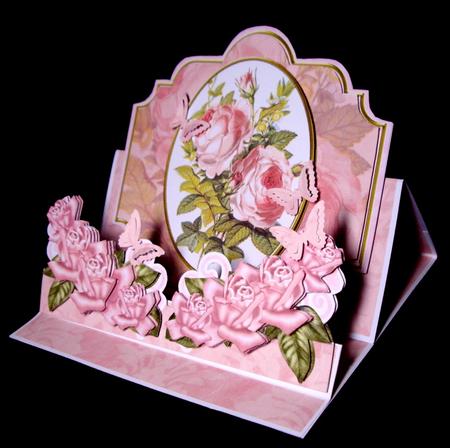 Pink Roses 3D Easel Card Mini Kit by Dianne Jackson