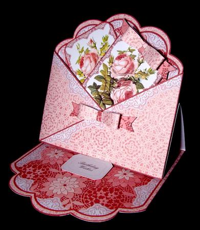 Pink Rose1 Lace Cross Faux Pocket Cf Mini Kit by Dianne Jackson