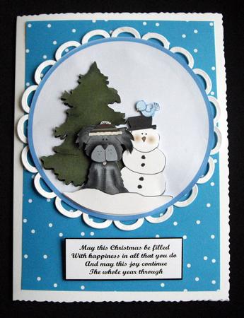 Winter Woof and Friends Round Topper/ Card Front by Dianne Jackson