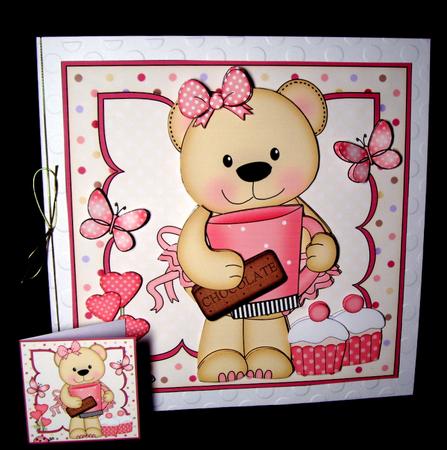 8 x 8 3D Livvy Bear's Coffee Break Mini Kit 3D Decoupage by Dianne Jackson