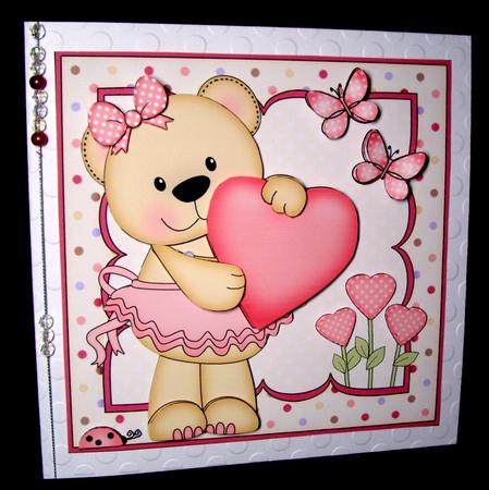 8 x 8 3D Livvy Bear's Heart Mini Kit with 3D Decoupage by Dianne Jackson