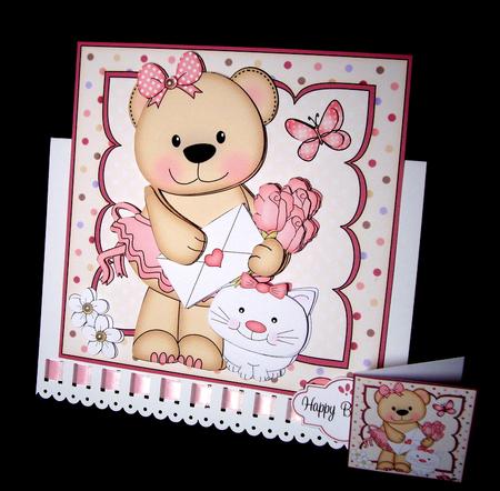 8 x 8 3D Livvy Bear's Love Letter Mini Kit with 3D Decoupage by Dianne Jackson