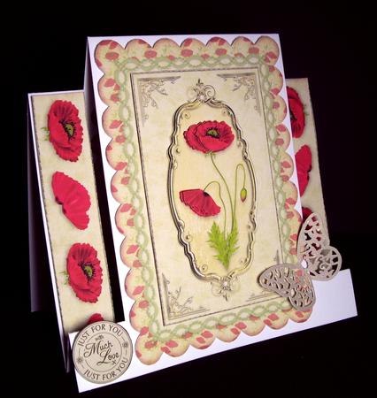 Antique Poppies Scalloped Fold Card Kit by Dianne Jackson