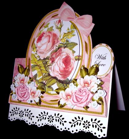 Pink Roses2 Special Large Oval Card Mini Kit by Dianne Jackson