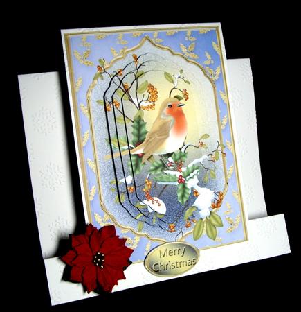 Christmas Robin Fancy Pyramid Card by Dianne Jackson
