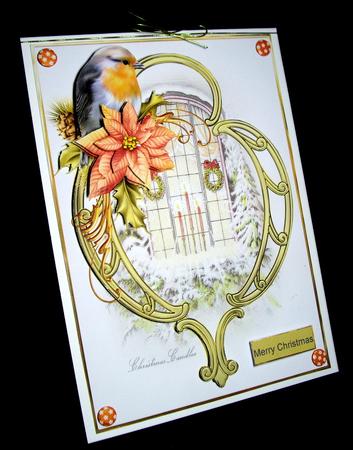 Christmas Robin and Candles Card and Decoupage by Dianne Jackson