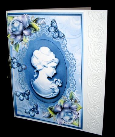Beautiful Blue Cameo with Rose's by Dianne Jackson