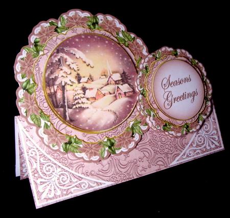 Snowy Village Christmas Double Doily Card Mini Kit by Dianne Jackson
