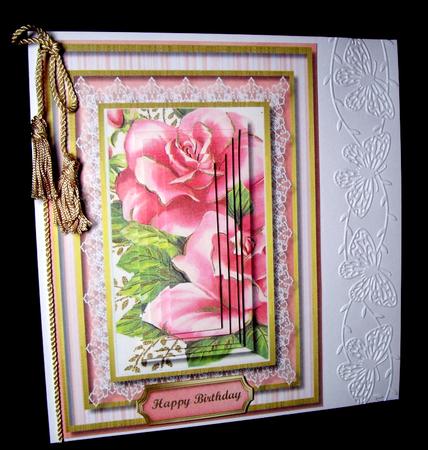 Beautiful Pink Roses with Gold Edging , Pyramid  by Dianne Jackson