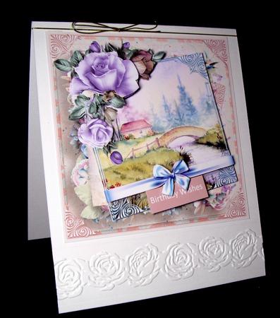 Purple Rose and Bridge Over the River Card by Dianne Jackson