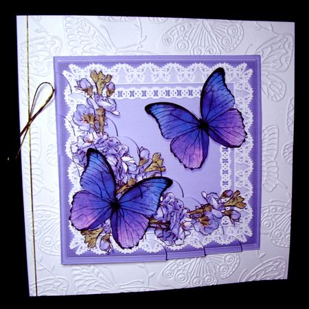 Butterflies and Flowers on Lace Scallop Corner Side Stacker by Dianne Jackson