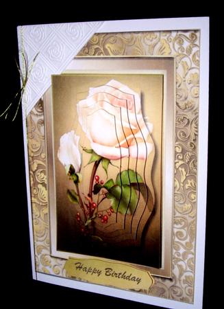 Beautiful Creame Roses and Red Berries, Pyramid by Dianne Jackson