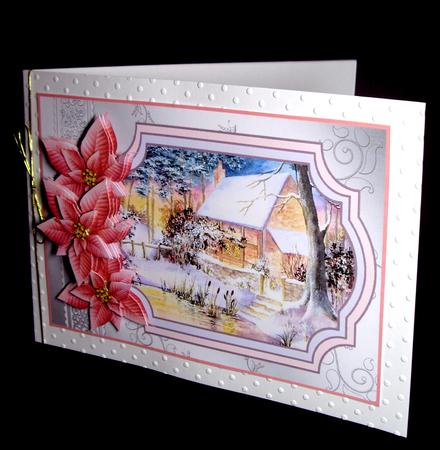 Winter Woodland Cottage & Poinsettias by Dianne Jackson