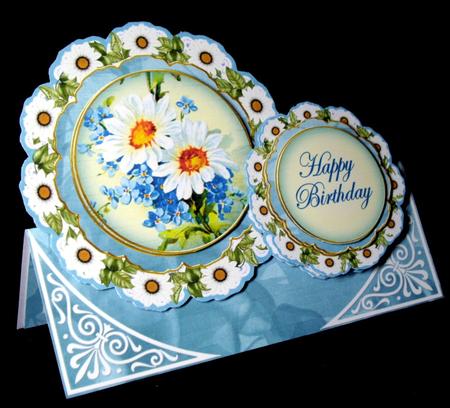 Teal Daisies Floral Double Doily Card Mini Kit by Dianne Jackson