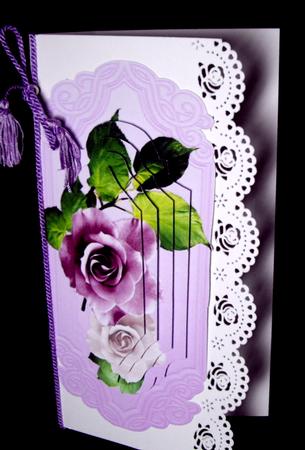 Pretty Pink/purple Roses on a Plaque Bracket Pyramids by Dianne Jackson