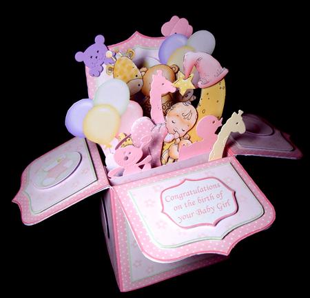 New Baby Girl Pop Up Box Card 7.5 by Dianne Jackson