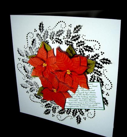 Poinsettias Red & Ice Bleu 3D by Dianne Jackson