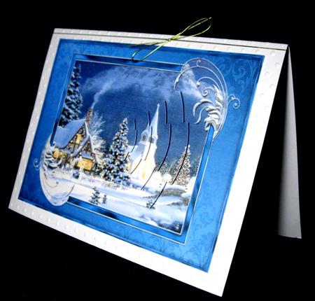 A5 Christmas Vintage Village Church Scene by Dianne Jackson