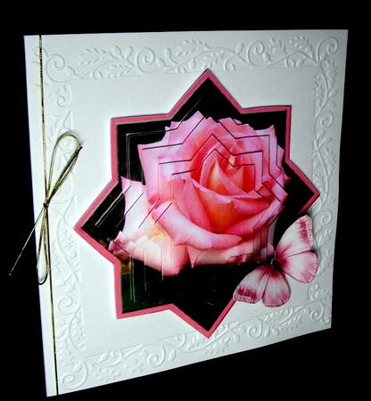 Pink Rose - Star Pyramid & Card Front - Blank by Dianne Jackson