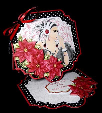 Christmas Art Deco Lady Large Easel Card Kit 7.5" by Dianne Jackson
