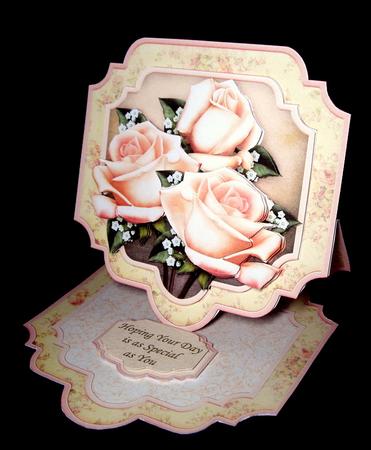 Pastel Roses Large Easel Card Kit & Decoupage 7.5" by Dianne Jackson