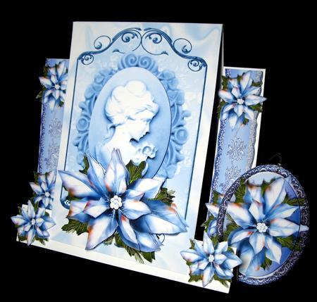 Pretty Blue Poinsettias with Bell Border by Dianne Jackson