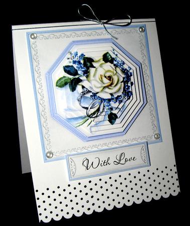 Wedding Rose with Rings - Octagon Pyramid Card by Dianne Jackson