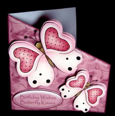 Birthday Butterfly Kisses Diagonal Over the Edge Card by Dianne Jackson