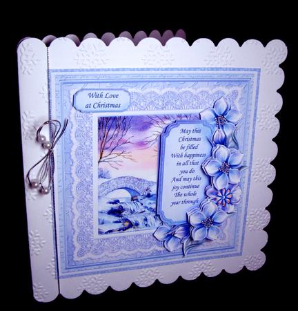 Christmas Floral Tag Winter Waterfall Card Topper Decoupage by Dianne Jackson