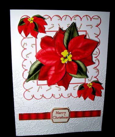 Pretty Red Poinsettia with Bow & Holly by Dianne Jackson