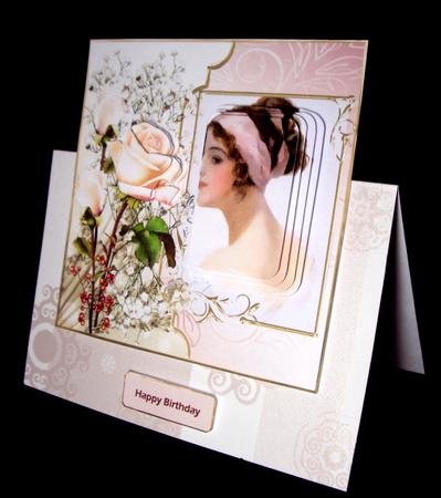 Berry Rose Beauty Card with Decoupage by Dianne Jackson