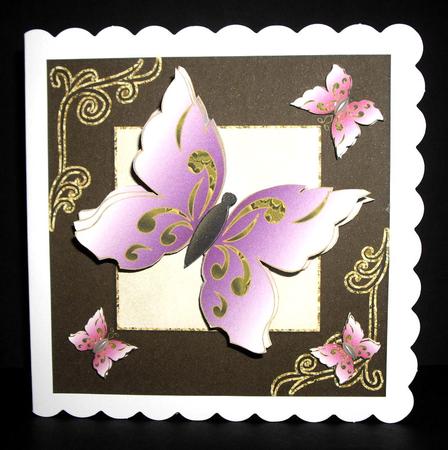 Three Butterflies Blank Card Topper / Frame 1 by Dianne Jackson