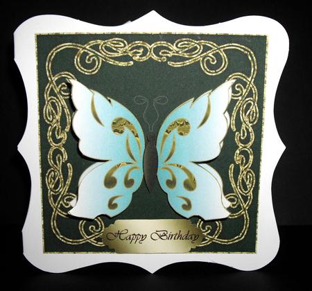 Turquoise Butterfly Large Card Front/ Topper by Dianne Jackson