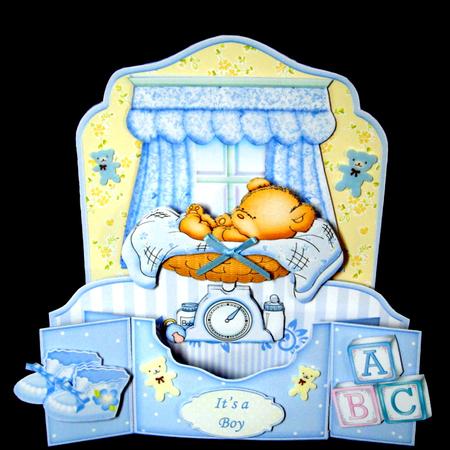New Baby Boy 3D Pop Up Card Kit & Decoupage by Dianne Jackson