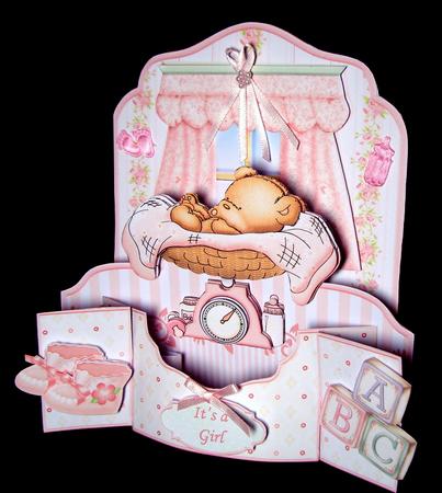 New Baby Girl 3D Pop Up Card Kit & Decoupage by Dianne Jackson