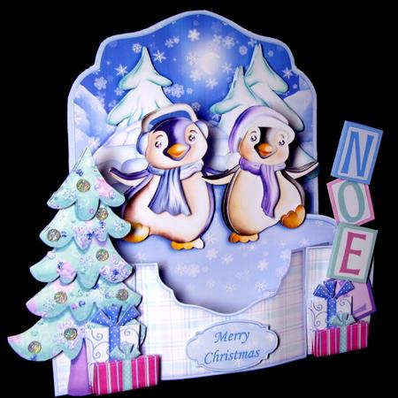 Dancing Penguins 3D Pop Up Card Kit & Decoupage by Dianne Jackson