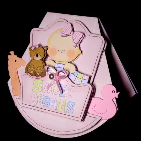 New Baby Girl in Cradle Wobble Card by Dianne Jackson