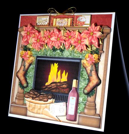 Victorian Christmas Fireplace 8x8 Card Topper & Decoupage by Dianne Jackson