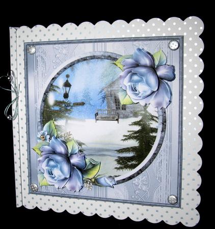 Peaceful Scene and Blue Rose Card by Dianne Jackson