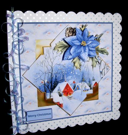 Vintage Blue Poinsettia Card with Decoupage by Dianne Jackson