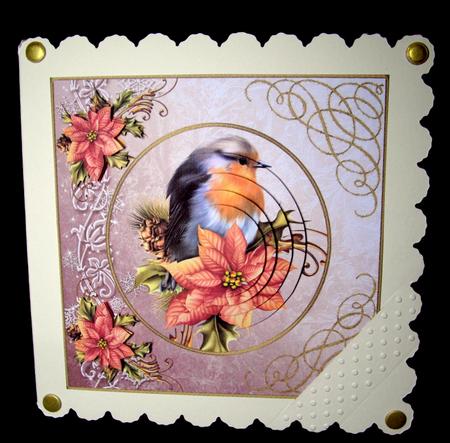 Christmas Robin with Poinsettias by Dianne Jackson