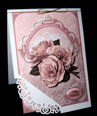 Deep Pink Roses and Embroidery by Dianne Jackson