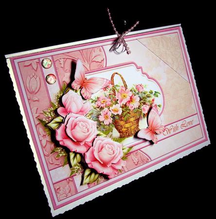 Pink Rose Basket Card Topper & Decoupage by Dianne Jackson
