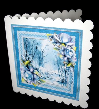 Winter Watercolour Scene with Blue Roses by Dianne Jackson