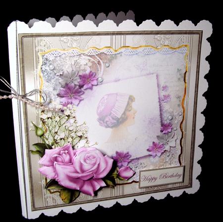 Mauve Rose Vintage Beauty Card with Decoupage by Dianne Jackson