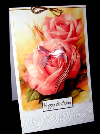 Pretty Pink Roses with Bow Heart Pyramids by Dianne Jackson