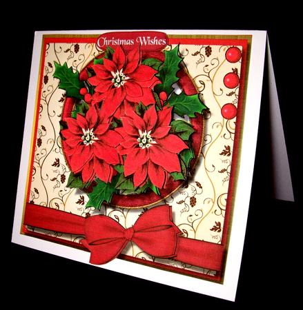Beautiful Red Poinsettias and Holly in a Glitter Frame  by Dianne Jackson
