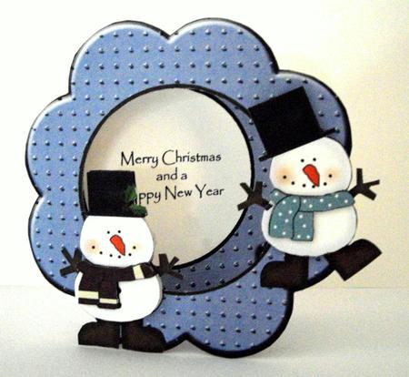 Snow Buddies Shaped Decoupage Aperture Card by Dianne Jackson