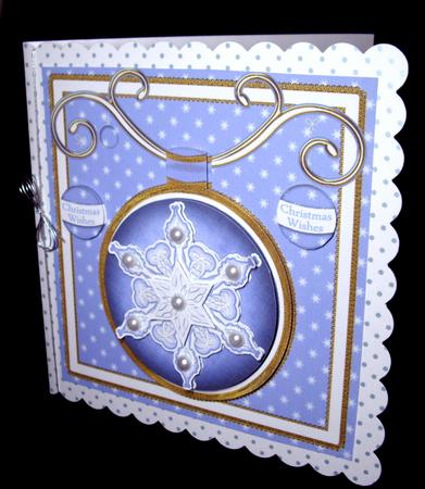 Blue Snowflake 3D Bauble Mini Card Front Kit by Dianne Jackson