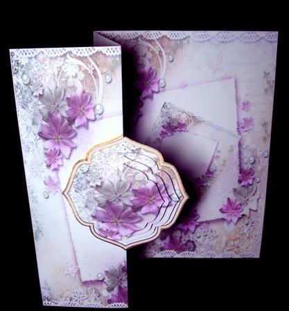 Lace, Flowers and Pearls No Hole Fold Back Card by Dianne Jackson